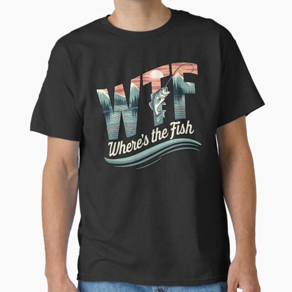 WTF Где Рыба Мужская Смешная Рыбацкая Футболка Подарок на День Отца Унисекс Футболка XXL
