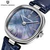 PAGANI DESIGN PD-1825 Women Quartz Watch Miyota GL22 Purple Mother of Pearl Dial Sapphire Glass Navy Blue Leather Strap Ladies