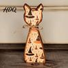 Harvest Celebration Mantel Decor Rustic Wooden Cat Ornament Vintage Halloween/Flower Wood Tabletop Signs Decorative Figurines for Fall Distressed