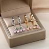 Crystal Fruit Cherry Drop Earrings For Women Stainless Steel Pink Cherry Earring Femme Fairy Fashion Boho Jewerly Gift