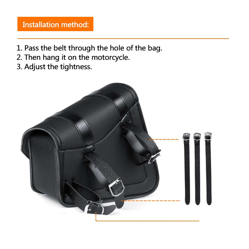 Universal Motorcycle Saddle Bags PU Leather Tool Bag w/Water Bottle Holder Cafe Racer Luggage Bag Waterproof For Cruiser Custom