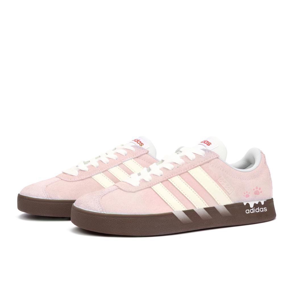 Adidas VL COURT 2.0 Butter Meowth Slip Resistant Abrasion Resistant Low top Skateboard Shoes Unisex Pink HQ1802(Team2259-)