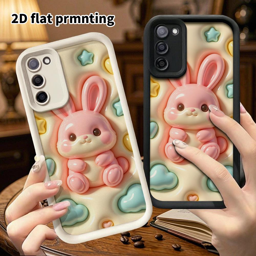 Phone Case: 2D Flat, Suitable for Samsung Galaxy A34 A35 M05 M06 S20 S22 S21 FE Plus 5G Protective Case, Cute Pink Little Bunny, Perfect Holiday Gift
