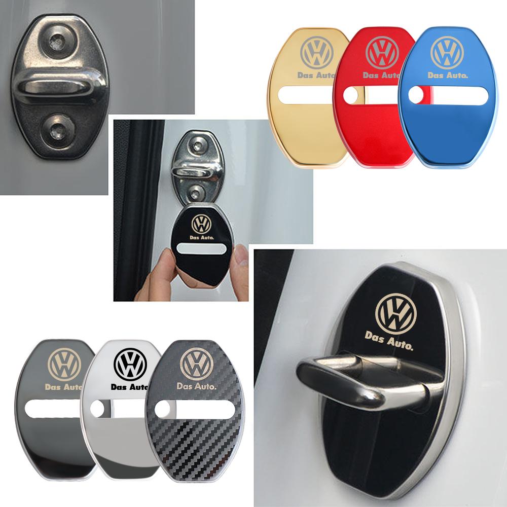 Metal Car Door Lock cover Protective Buckle Cover Sticker For Volkswagen Golf Caddy Passat GTI Lavida Sagitar Scirocco Tiguan