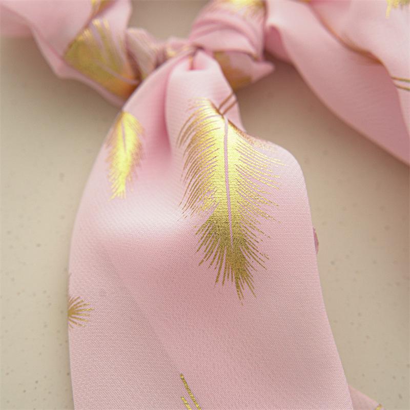 Korean Chiffon Feather Hair Ribbon Scarf Vintage Simple Hair Loop Tie Elastic Hairband For Women Girl Hair Accessories Headbands