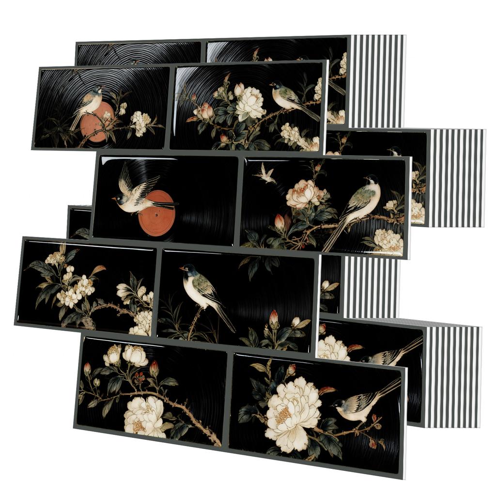 10Pcs Modern Minimalist Mosaic Stick on Backsplash for Kitchen," Peel and Stick Self Adhesive Wall Tiles Back Splashes for Bathroom Brown Marble Look