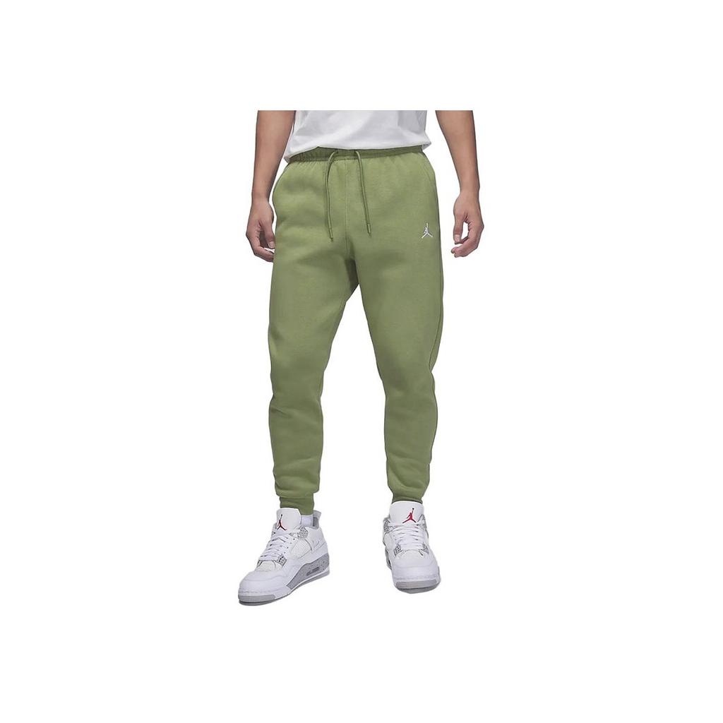 Jordan Essentials Solid Casual Joggers With Cuff Knit And Fleece Men Bottoms Light-Olive-Yellow FJ7780-340