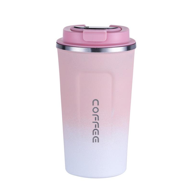 New Intelligent Temperature Measurement Stainless Steel Coffee Cup Thermos Cup Solid Color Gradual Change Optional Portable
