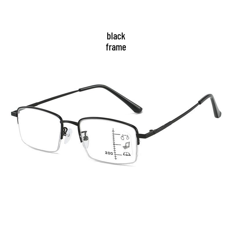 Men s Multi-Focal Reading Glasses: Metal Semi-Rim, Anti-Blue Light, Photochromic, for Distance & Near Use. Plano