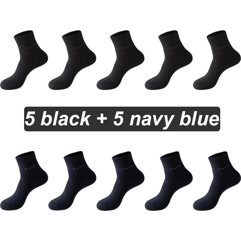 10Pairs/lot Men Bamboo Fiber Socks Casual Black White Business Anti-Bacterial Breatheable Male Sock High Quality Size 38-45