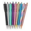 9Pcs Ball Point Pen Black Refill Glitter Style Pocket Clip Metal Tip Smoothing Writing Pens for Shcool Office Business