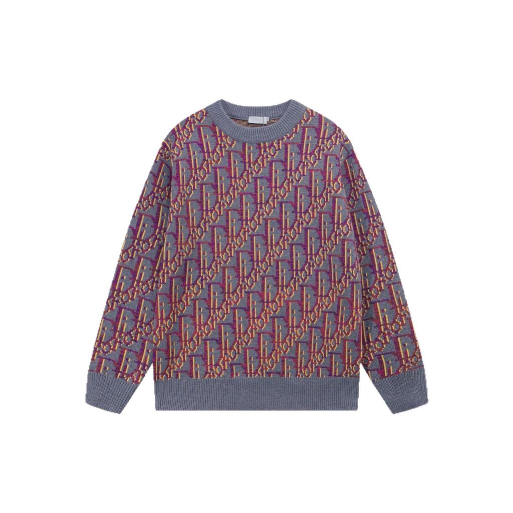 D Brand Unisex Jacquard Wollstrickpullover - Rundhalsausschnitt, Lockerer Schnitt für Herbst/Winter