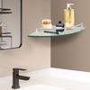 Triangular Glass Corner Shelf – Tempered Glass & Stainless Steel Wall-Mounted Bathroom Organizer – Clear