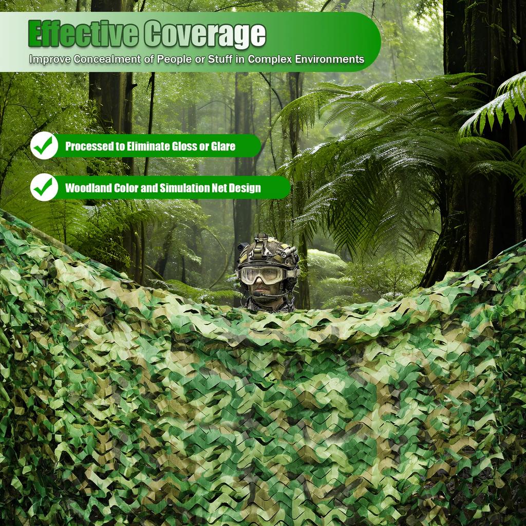 Lightweight & Foldable 8x8M Camouflage Net - Woodland Color for Hunting,Survival - Multi-Purpose Use for Cover,Decor,Photography