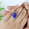 Lapis Lazuli Oval Gemstone Ring, Handmade Designer Ring, Statement Ring, Boho Ring, Wedding Gift, 925 Sterling Silver