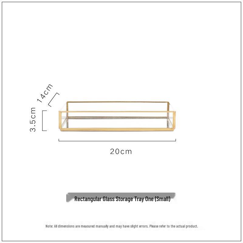 

Gold-Rimmed Glass Tray: European-Style Jewelry, Aromatherapy, Cosmetics, Mirror Decoration, Tea & Water Tray