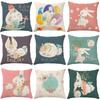 Easter Eggs Linen Pillow Case Rabbit Digital Printing Pillow Waist