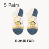 5 Pairs of Women's Spring and Summer Trendy Cartoon Breathable Shallow Short Boat Socks