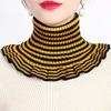 Women Autumn Winter Korea Joker Striped Pullover Thickened Warm Cervical Elastic Knitted False Collar Wool Scarf