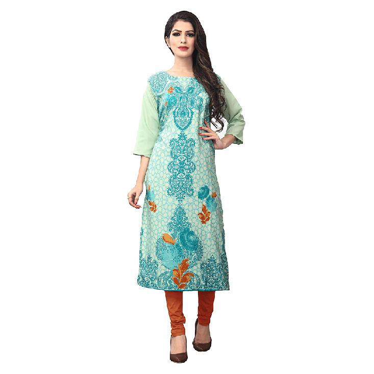 

Kurti, Women, Multi-color Choice Ethnic Print, Straight Cut, All Over Print, Bollywood Style, Casual Wear S бежевий