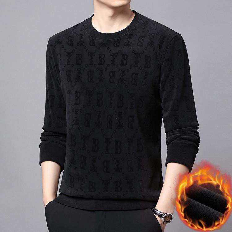 Men's Thick Warm Fleece Hoodie for All Ages, Stretchy Plain Jacquard Lining, Round Neck Australian Fleece Top