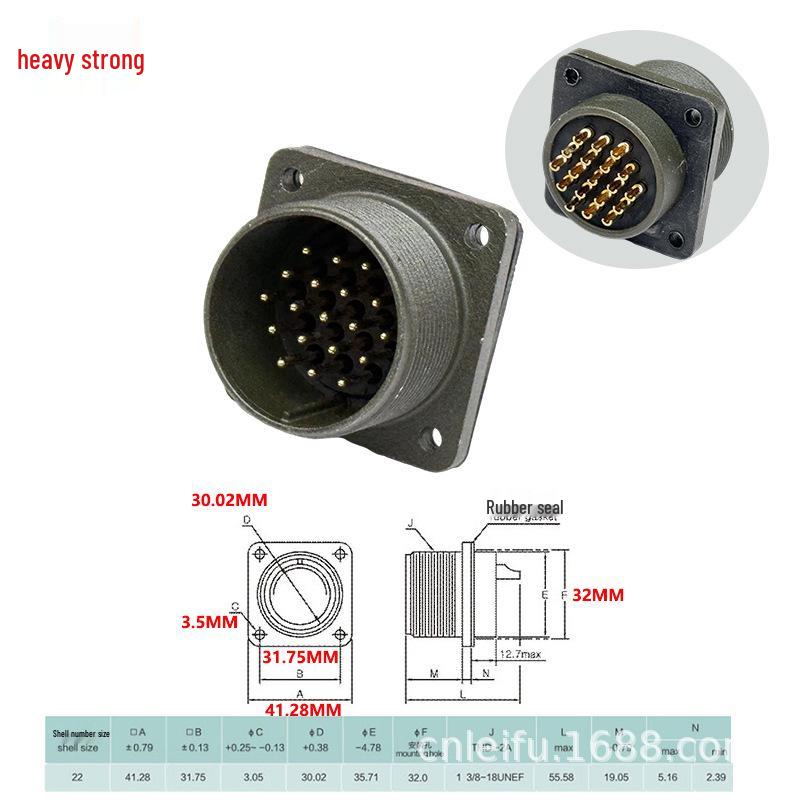 Heavy Duty 19-Pin Male & Female Connector US Standard Plug MS3106A22-14S Socket & MS3102A22-14P