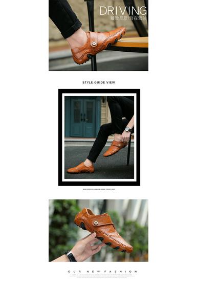 Men's Plus Size Breathable Leather Casual Driving Shoes - Spring Collection