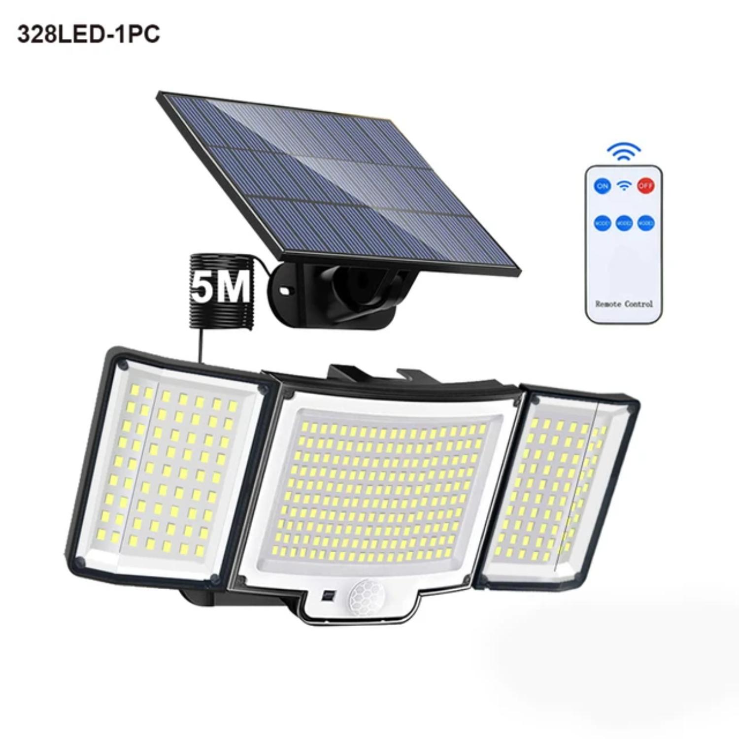 

Новий 106/318 LED Сонячний Ліхтар Вуличний 328 LED Прожектори IP65 Водонепроникний Датчик Руху Людина Сонячні Прожектори Безпеки 3 Режими