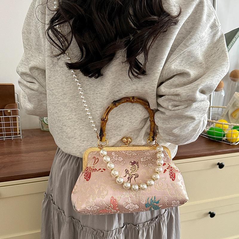 Handbag  Shoulder Bag Retro Pearl Chain Crossbody Bag  Women's Bag