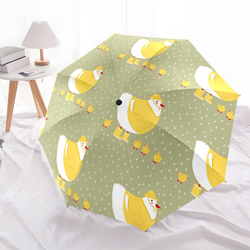 1pc Chicken Pattern Automatic Umbrella | Portable Foldable 8-Rib Manual Open, Cute Birthday & Holiday Gift for Outdoor Yy260107093