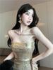 C85 Women's 2025 Shiny Sequin Bandeau Backless Bodycon Dress