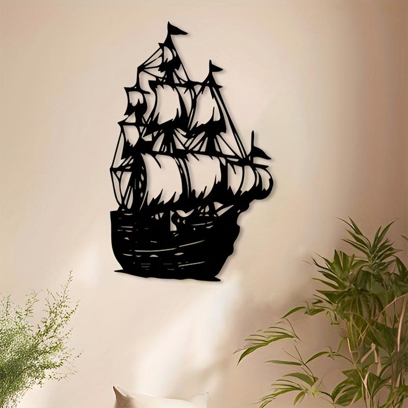 Elegant Pirate Ship Metal Wall Art Durable Coated Decor for Living Room Outdoor Nautical Gift