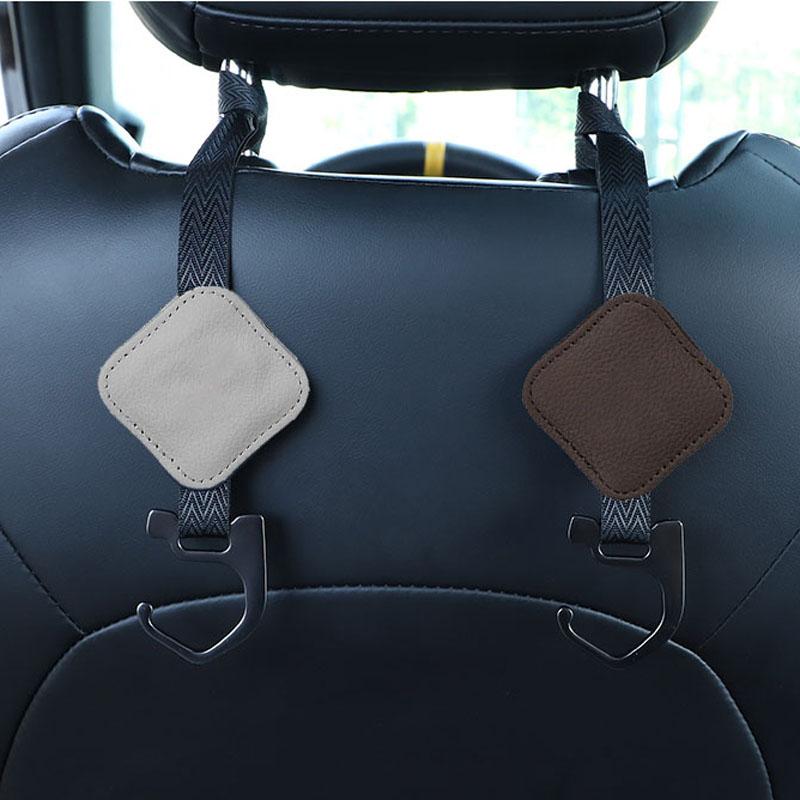 

2 pcs of PU leather hooks for car seats, universal headrest hooks, backrest hidden small hooks for home use бежевый