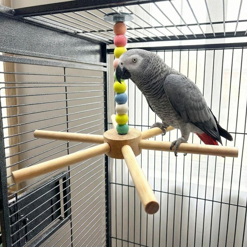 Large Size Rotating Bird Perch Toy Colorful Beads Parrot Play Rack  for Pet Birds
