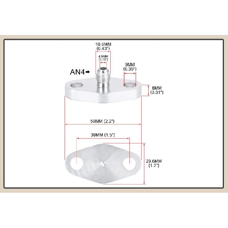 LZONE - AN4 Male Turbo Oil Feed Inlet Flange Adapter Kit w/Gasket For T3 T4 T04 T04B T04E JR-OFG31