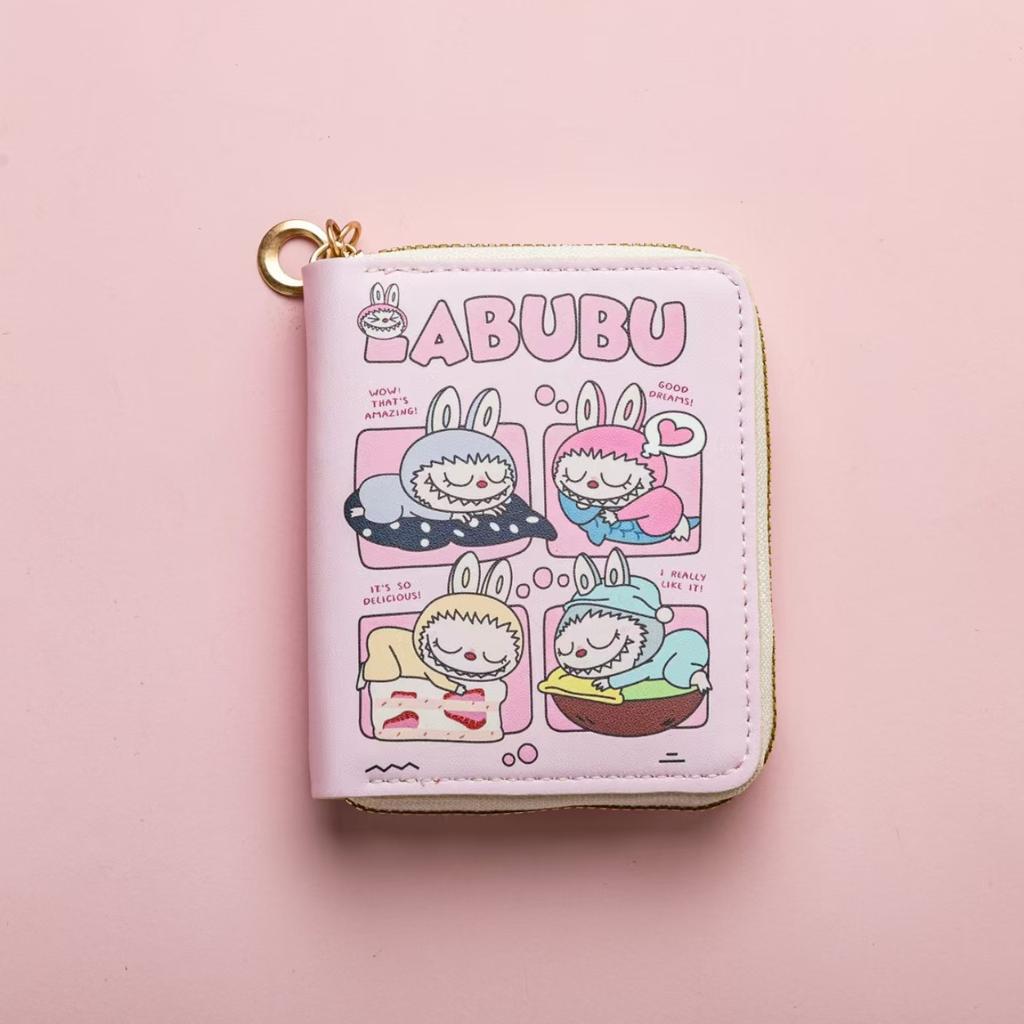 Labubu Small Wallet Girly Short Kabibara Folding Card Holder Student Small Multi-document Wallet CLE
