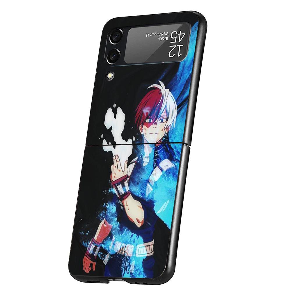 My Hero Todoroki Shoto Case Phone Cover for Samsung Galaxy Z Flip 6 5 4 3 5G ZFlip6 ZFlip5 ZFlip4 ZFlip3 Black Hard Trend Fundas