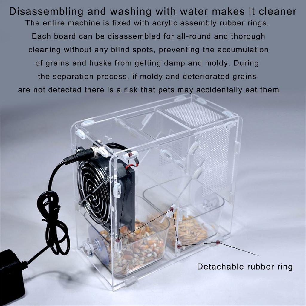 Bird Seed Processor Acrylic Shell Splitter Adjustable Speed Fan Detachable Washable for Quick and Efficient Shelling