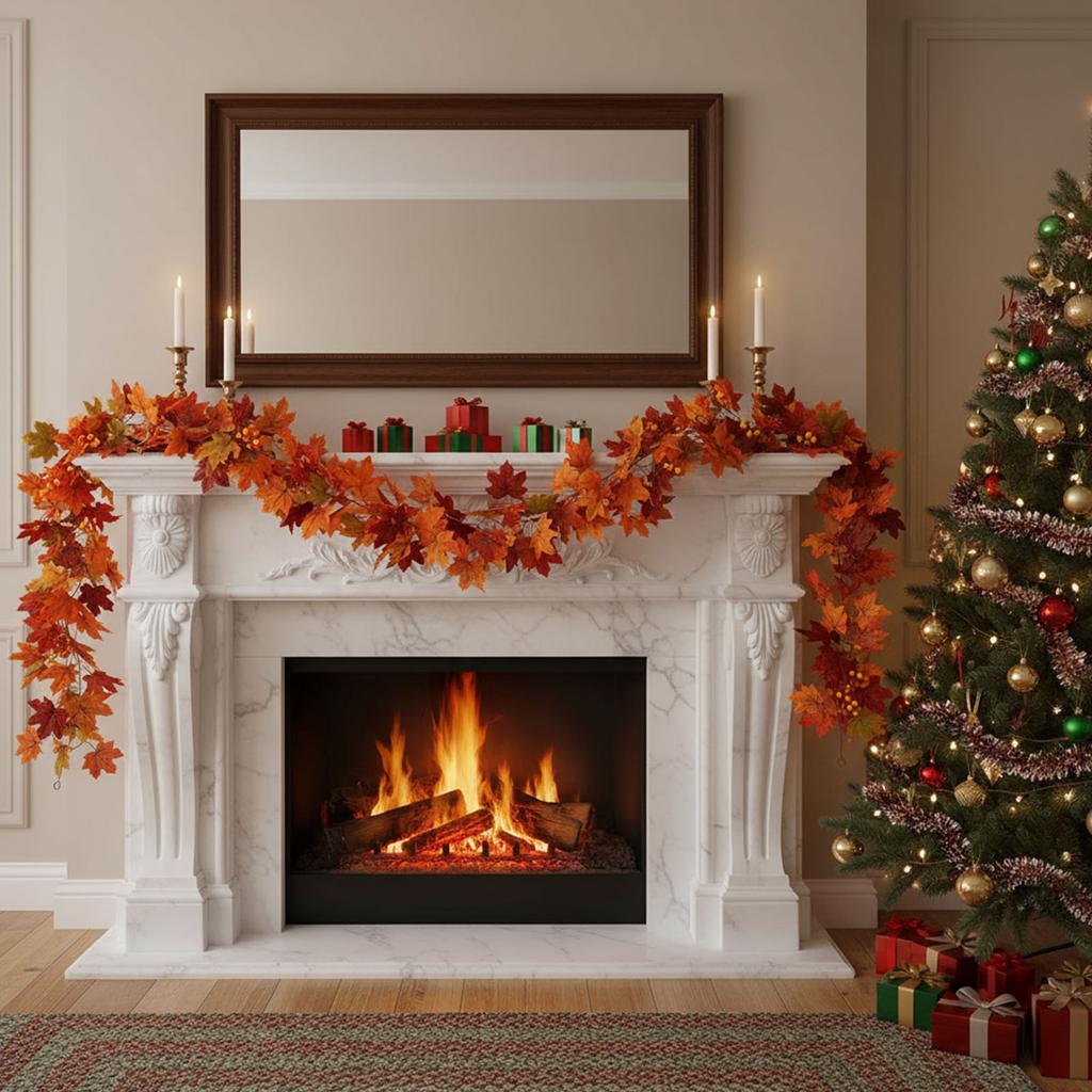 Hanging Vine Decorative Garland Multi-Purpose Artificial Autumn Foliage Garland Simulation Maple Leaf Rattan for Home Wedding