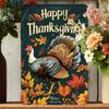 Metal Wall Art Thanksgiving Turkey Poster, 8x12 Inch Durable Iron Fall Bar Decoration