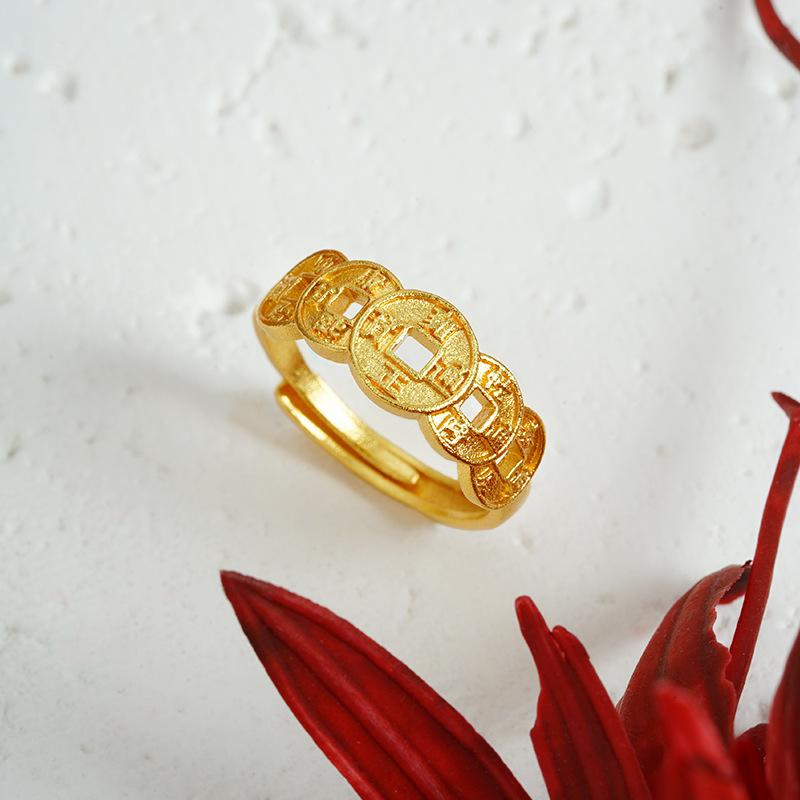 National Trend Ancient Fasha Ring National Style Retro Coin Ring National Trend Design