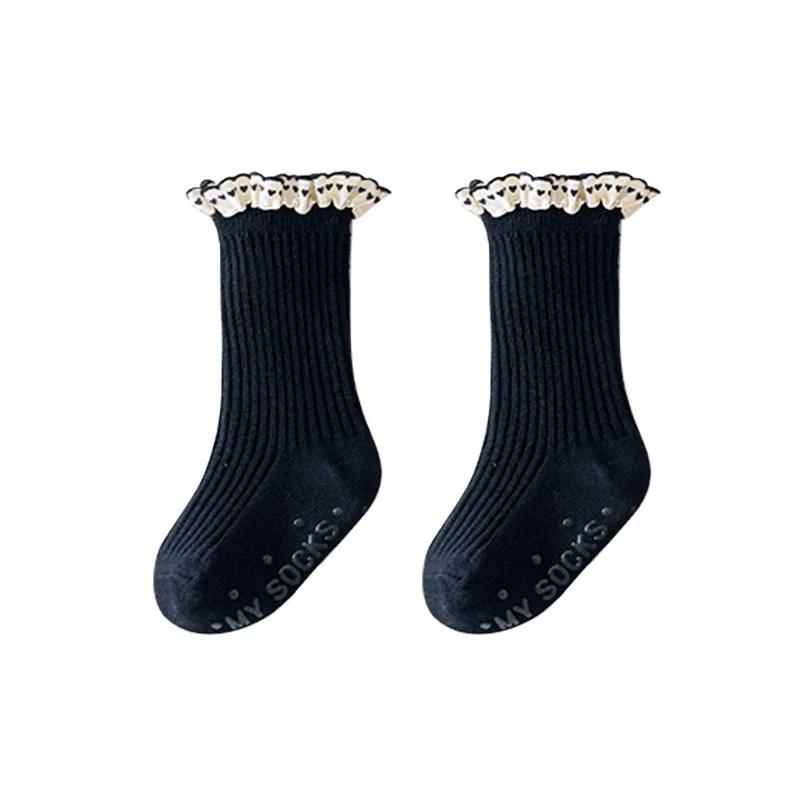 Herbst Baby Mädchen Socken Gekämmte Baumwolle Herz Spitze Prinzessin Socke Neugeborenen Anti-Rutsch Boden Socken Kleinkind Infant Zubehör 0-3Y