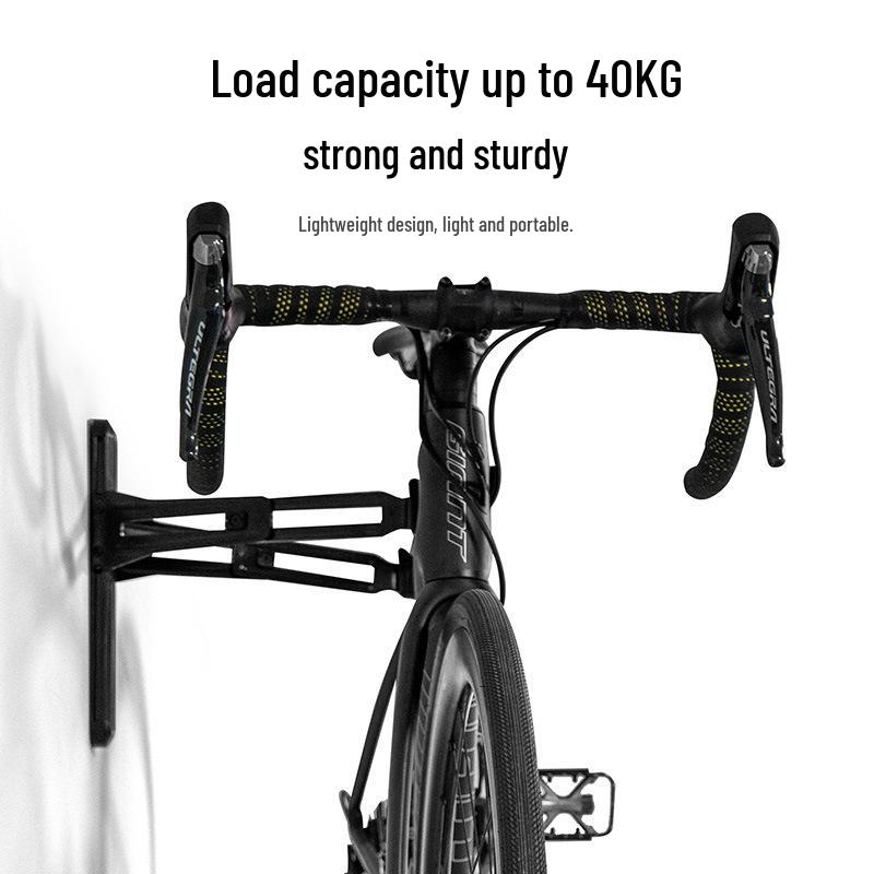 Adjustable Bicycle Wall Mount Rack with Silicone Protection, 40kg Capacity, Space-Saving Design.