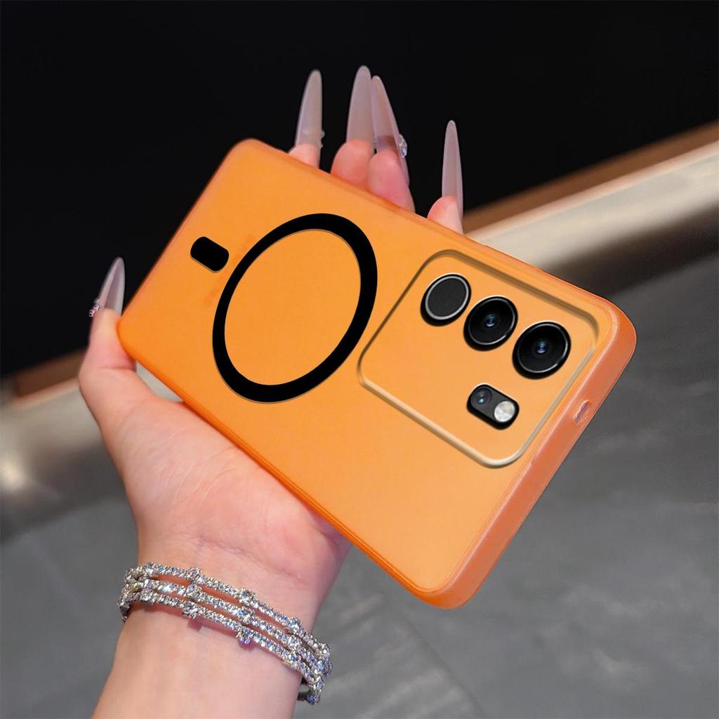 Frosted Semi Clear Magnetic Phone Case for Vivo V29 Pro,V29 5G Soft TPU Shockproof Cover