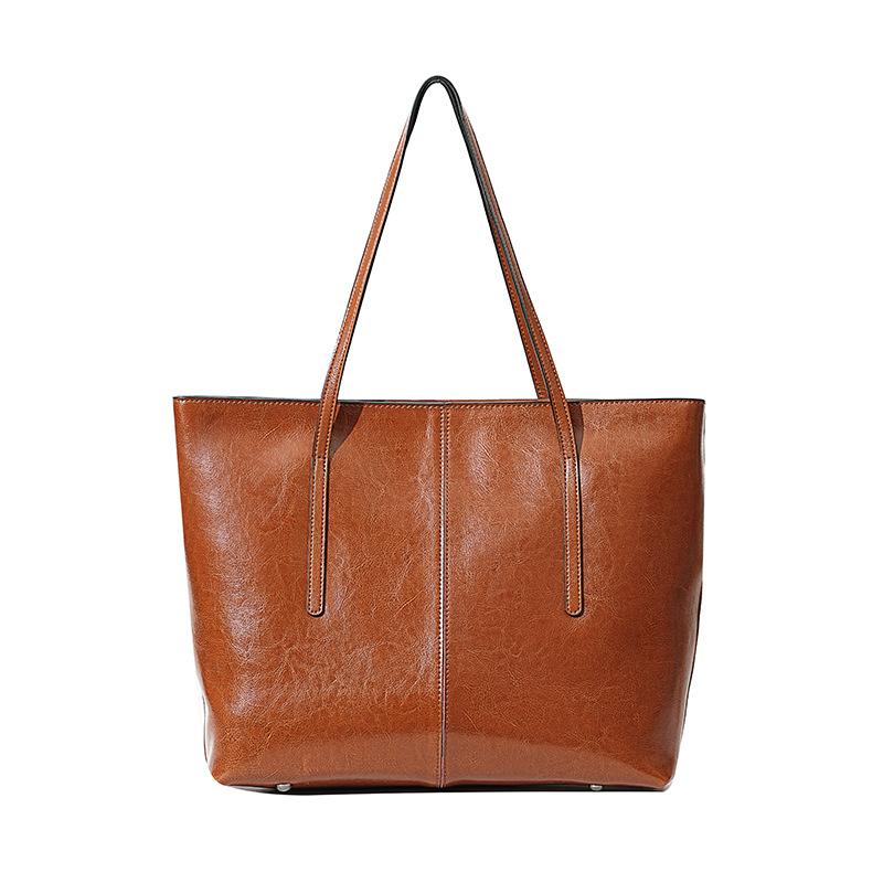 Commuter Women s Bag Versatile Leather Tote Bag, Foreign-style Texture Large-capacity Cowhide Women s Shoulder Bag