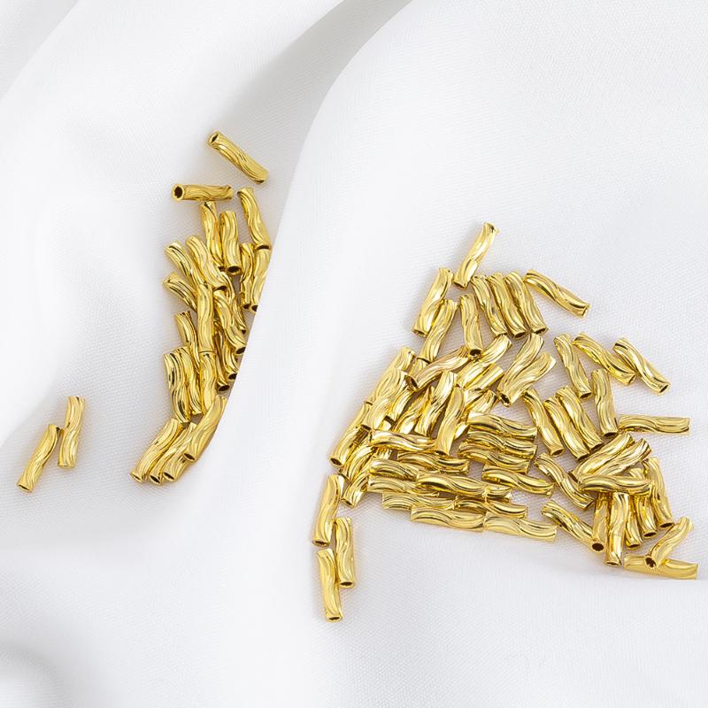 50Pcs Spacer Bead Diy Findings 2X8Mm Tube Beads For Jewelry Making Gold Plated Beads Separators For Bracelets Accessories
