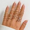 28 PCS Alloy Stackable Ring Set Shiny Rhinestone Heart Star Design Trendy Jewelry for Women Daily Wear Party Gift