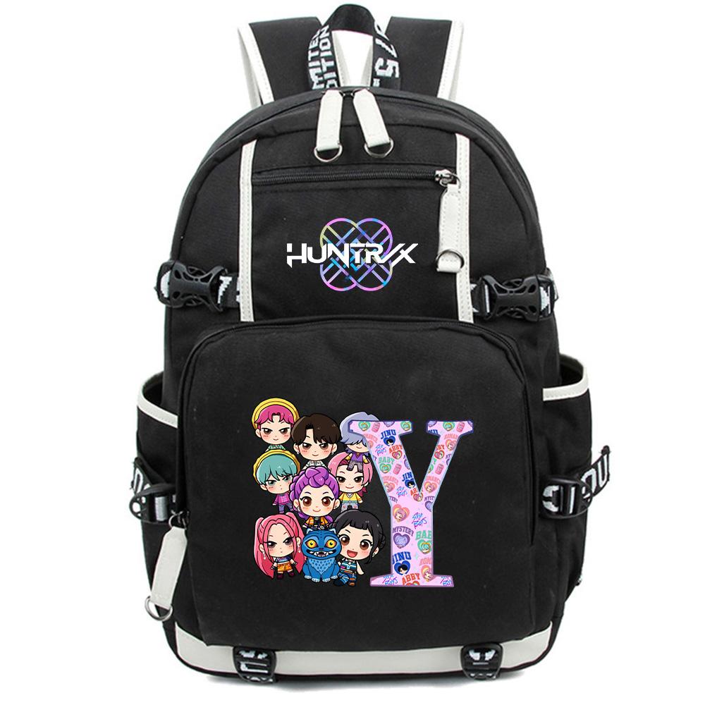 26 English Letter K-Pop Demon Hunters Backpack Large Capacity Bookbag Laptop Unisex Student Boy Girl School Bag Large Capacity Travel Outdoor Bag Gift