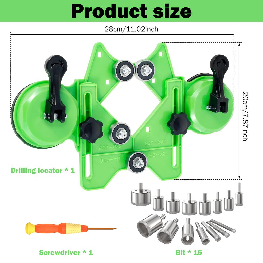 1 Set Diamond Hole Saw Kit Tile Hole Saw Kit with Double Suction Cup Guide Jig Practical Tile Hole Saw Kit for Ceramic and Glass