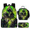 Hot Selling Skull Backpack Three Piece Set Printed Primary and Secondary School Backpack Meal Bag Pencil Case